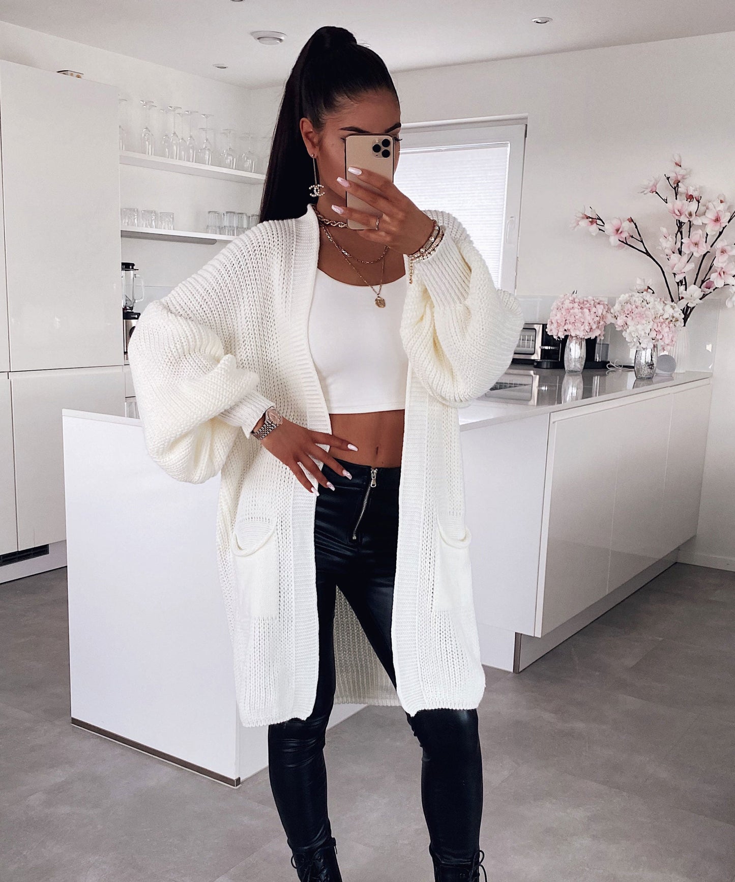 Dam Kort Klänning Mjukt Tyg Avslappnad Passform-5