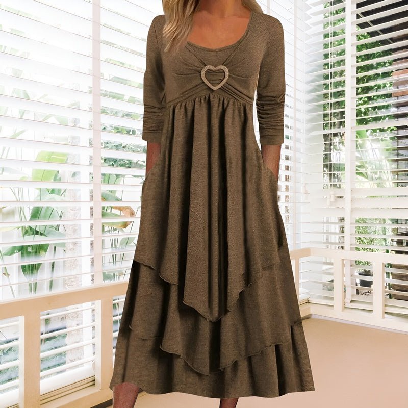 Kvinna Klänning Elegant Höststil Mjukt Tyg-2