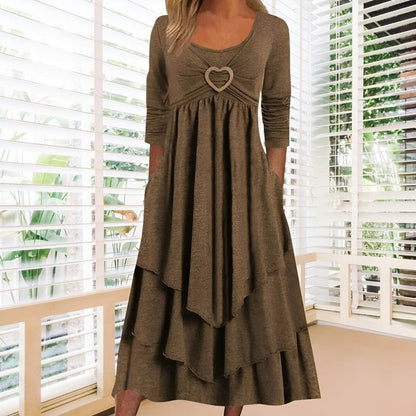 Variant image for Kvinna Klänning Elegant Höststil Mjukt Tyg-7