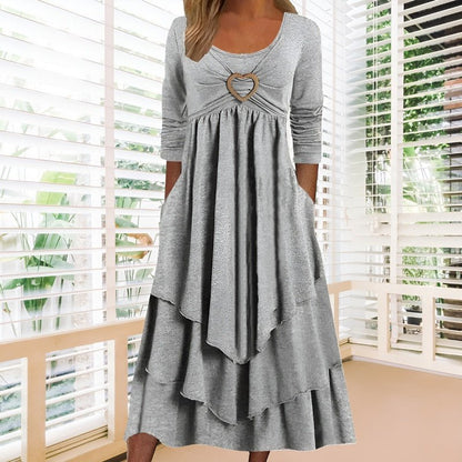 Variant image for Kvinna Klänning Elegant Höststil Mjukt Tyg-13