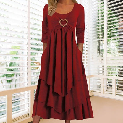 Variant image for Kvinna Klänning Elegant Höststil Mjukt Tyg-1