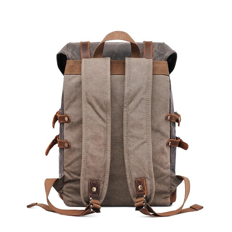 Unisex Ryggsäck Klassisk Canvas och Läder med Fack för Dator-5