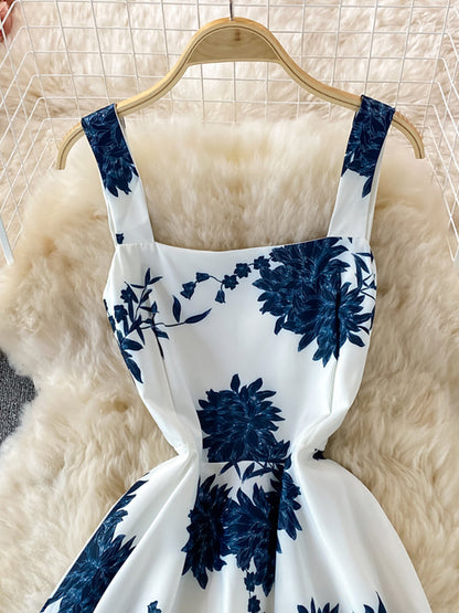 Dam Midi Klänning Blommig Hög Midja Polyester för Sommarfest och Bröllop-5