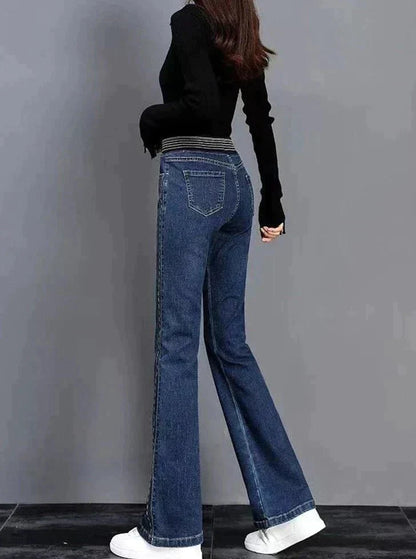 Hög Midja Flared Jeans för Kvinnor – Elastiskt Tyg, Vintage Design, Smickrande Passform, Flera Storlekar och Färger 3