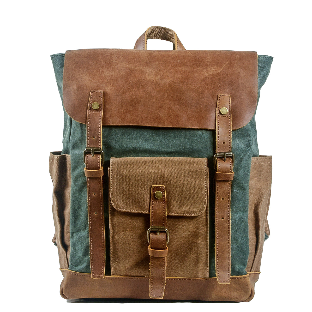 Variant image for Unisex Laptop Ryggsäck Vaxad Bomullsduk och Läder 15 Tum-1