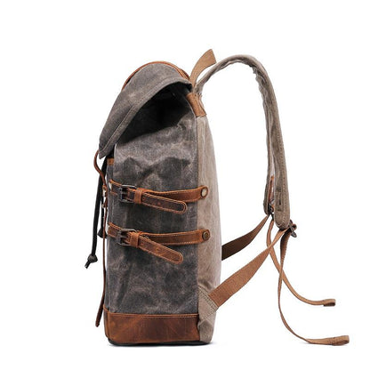 Unisex Ryggsäck Klassisk Canvas och Läder med Fack för Dator-4
