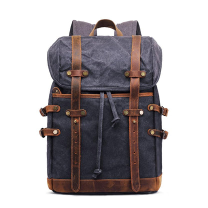 Unisex Ryggsäck Klassisk Canvas och Läder med Fack för Dator-1