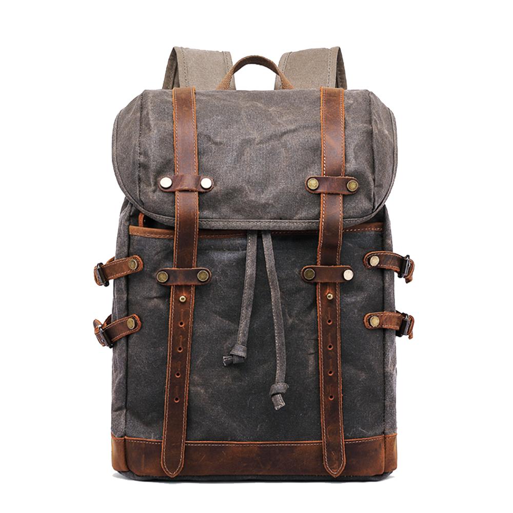 Variant image for Unisex Ryggsäck Klassisk Canvas och Läder med Fack för Dator-3