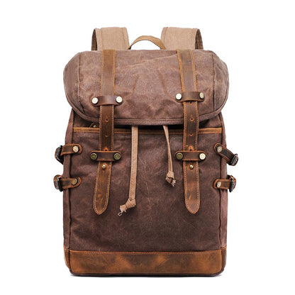 Unisex Ryggsäck Klassisk Canvas och Läder med Fack för Dator-6