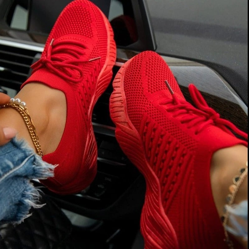 Kvinnors Sneakers Trendig Syntetisk Läder och Textil-4