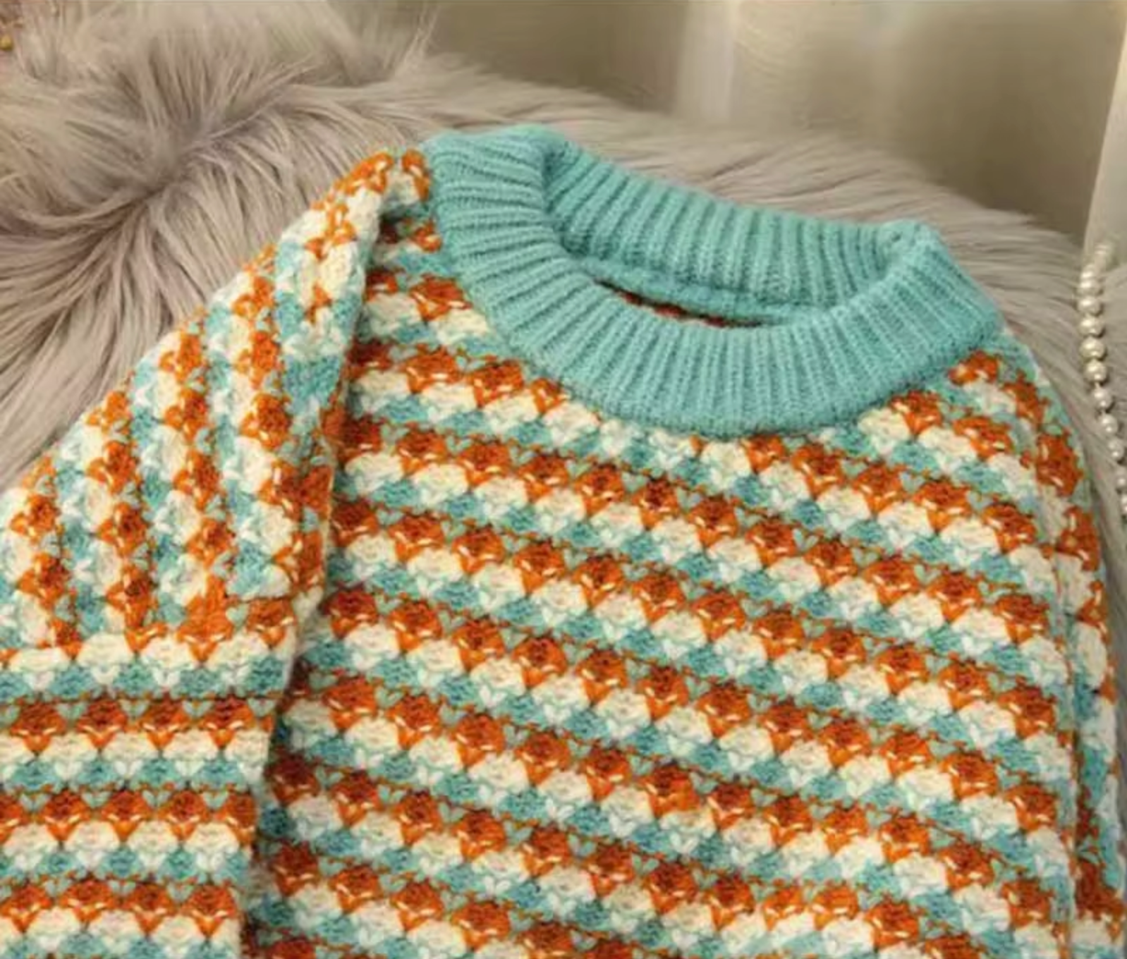 Damer Överdimensionerad Tröja Ränder Stickad-3