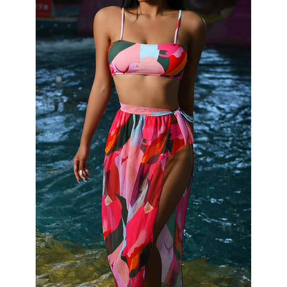 Baddräkt Dam Tredelad Bikini Set Bomull och Spandex-3