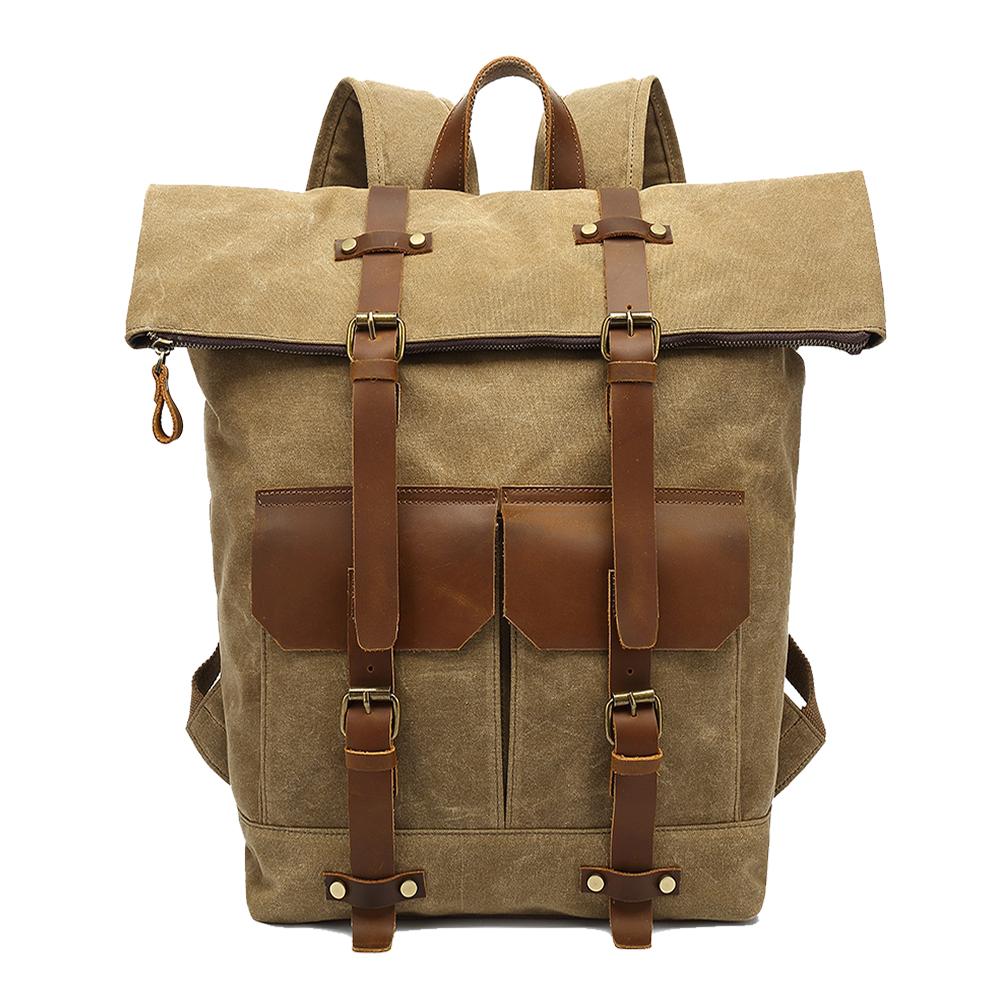 Variant image for Unisex Ryggsäck Vattentät Vintage Design Vaxad Bomull och Läder-4