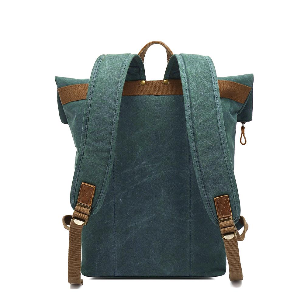 Unisex Ryggsäck Vattentät Vintage Design Vaxad Bomull och Läder-3