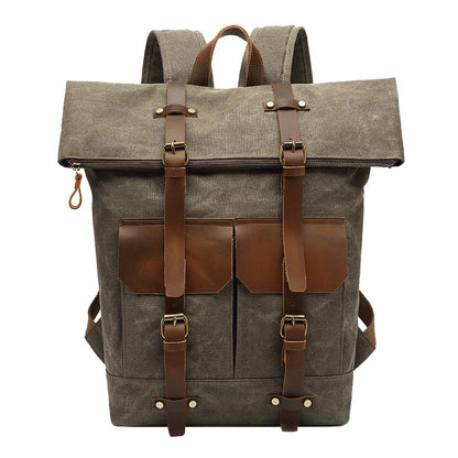 Variant image for Unisex Ryggsäck Vattentät Vintage Design Vaxad Bomull och Läder-3