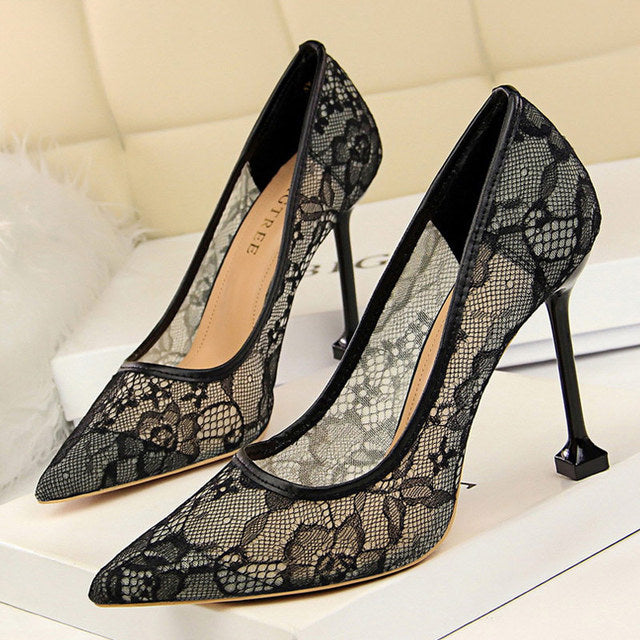 Variant image for Kvinnors Högklackade Sandaler Spetsiga Tåspetsar PU 9,5 cm Klack-1