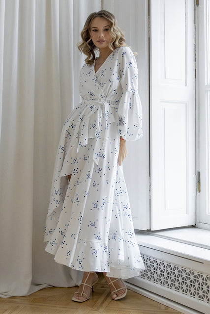 Långklänning Dam Boho Prickig Chiffong för Fest och Bröllop-1