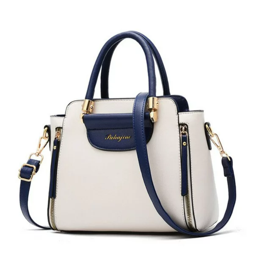 Handväska Dam Bicolor PU-läder Elegant Axelväska-5