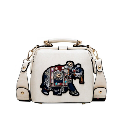 Dam Crossbody Väska Unik Design PU-Läder med Broderad Elefant-4