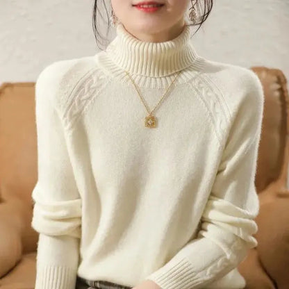 Variant image for Stickad Dam Tröja Turtleneck Bomull Polyester Casual-31
