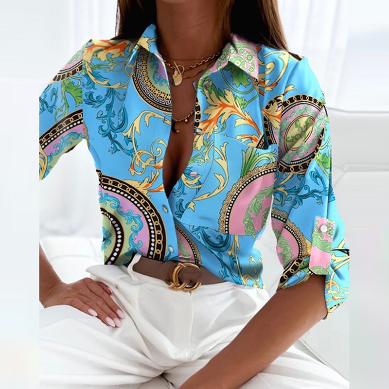 Variant image for Dam Blus Knappblus Modern Design Polyester med Tryck-8