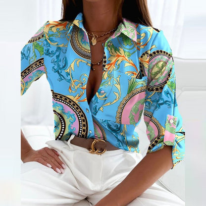 Variant image for Dam Blus Knappblus Modern Design Polyester med Tryck-8