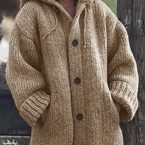 Lång Kofta Dam Löst Sittande Ull Polyester Cardigan 7