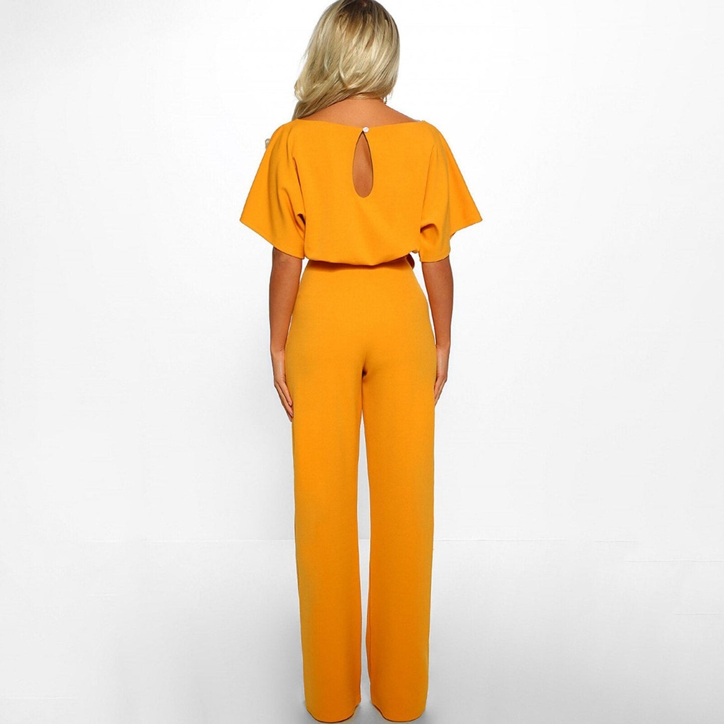 Dam Jumpsuit Rund Halsringning Lätt Polyester-4