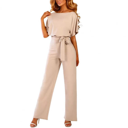 Dam Jumpsuit Rund Halsringning Lätt Polyester-5