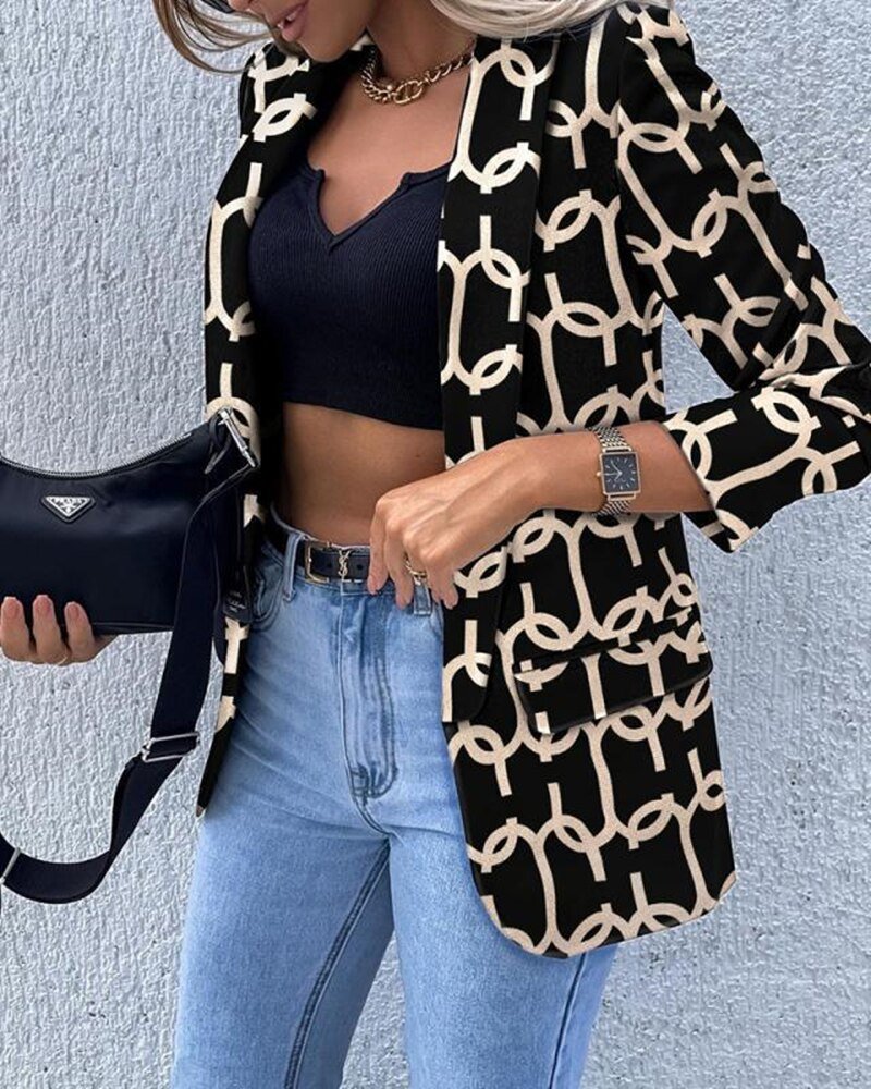 Dam Blazer Slim Fit Polyester Elegant för Vardag och Arbete 10