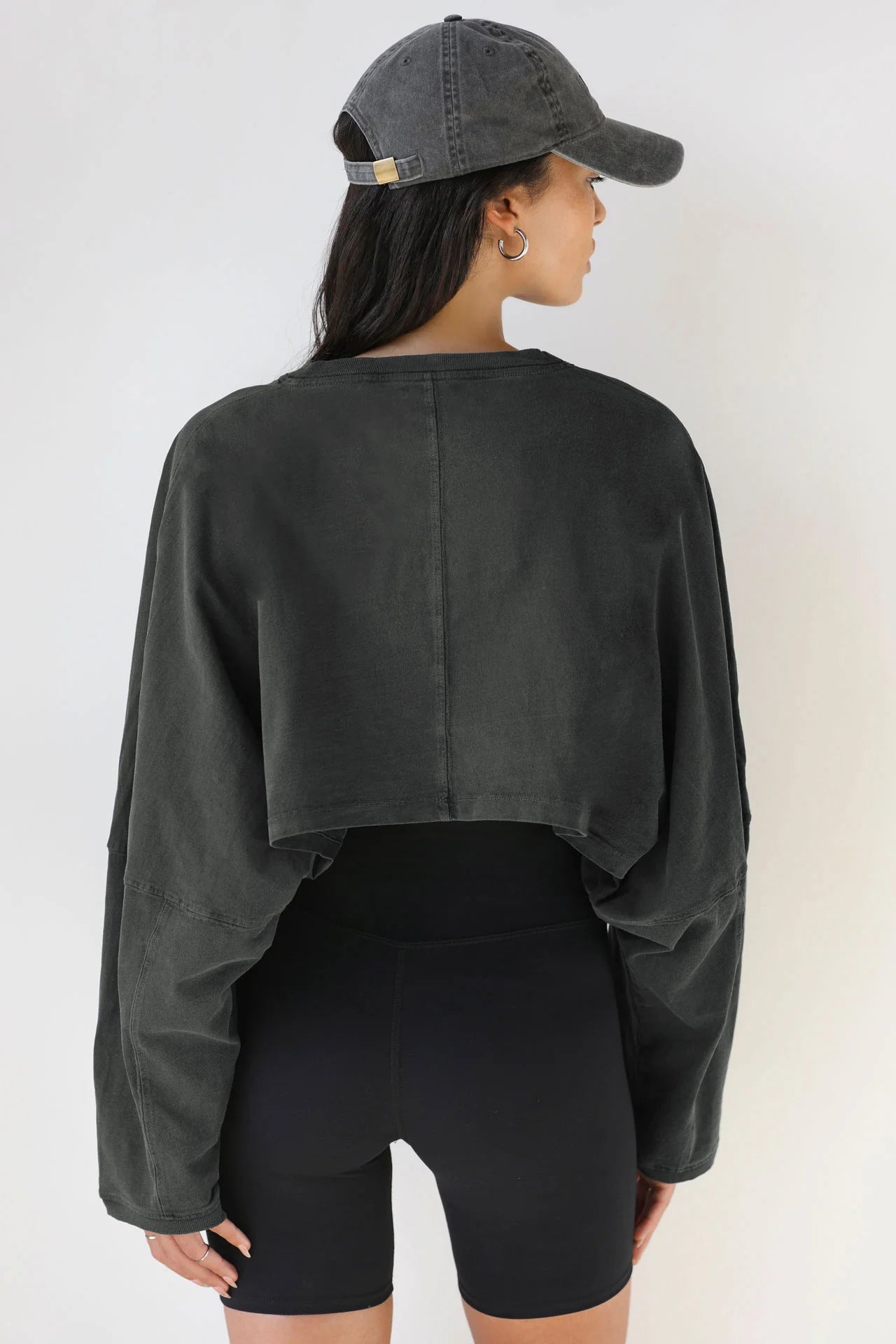 Dam Blus Överdimensionerad Viskos Rund Halsringning-4