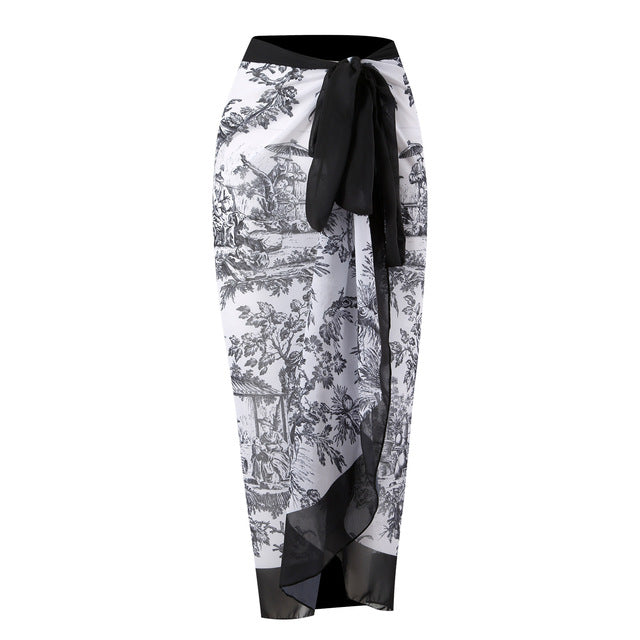 Baddräkt Dam med Djup V-ringning och Kimono Stil – Blommönster i Hållbar Polyester, Perfekt för Strand och Simning 10