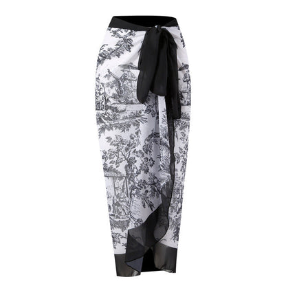 Baddräkt Dam med Djup V-ringning och Kimono Stil – Blommönster i Hållbar Polyester, Perfekt för Strand och Simning 10