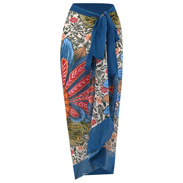 Baddräkt Dam med Djup V-ringning och Kimono Stil – Blommönster i Hållbar Polyester, Perfekt för Strand och Simning 14