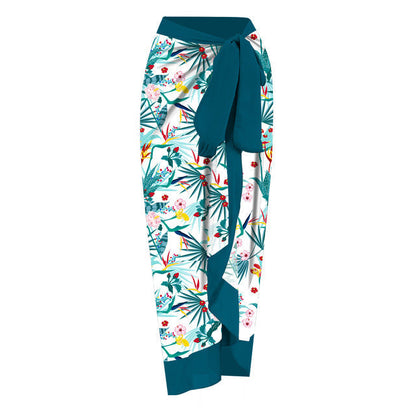 Baddräkt Dam med Djup V-ringning och Kimono Stil – Blommönster i Hållbar Polyester, Perfekt för Strand och Simning 20