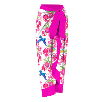Baddräkt Dam med Djup V-ringning och Kimono Stil – Blommönster i Hållbar Polyester, Perfekt för Strand och Simning 22