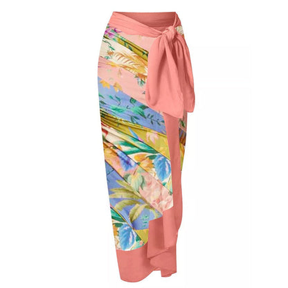 Baddräkt Dam med Djup V-ringning och Kimono Stil – Blommönster i Hållbar Polyester, Perfekt för Strand och Simning 26