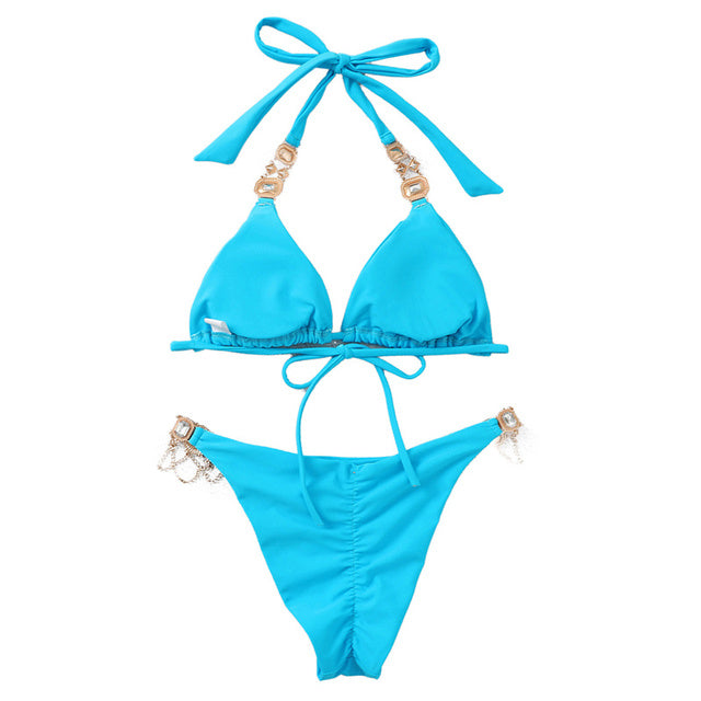 Variant image for Bikiniset Dam Patchwork Nylon Trendig Låg Midja-9