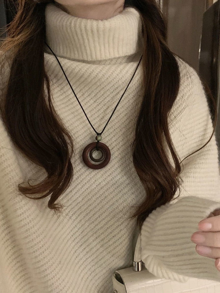 Dam Stickad Tröja Asymmetrisk Vintage Bomull-Akryl 5