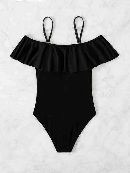 Dam Baddräkt Off-Shoulder Nylon Spandex med Push-Up Effekt-3