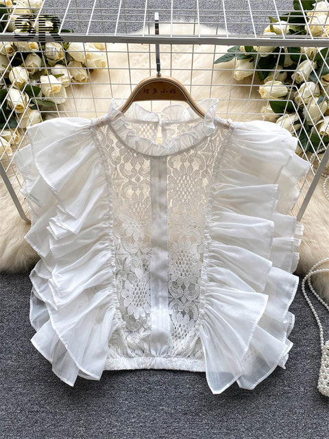 Kvinnor O-hals Topp i Bomull och Polyester – Chic, Modern Design, Perfekt för Fest och Vardag, Storlek A 10