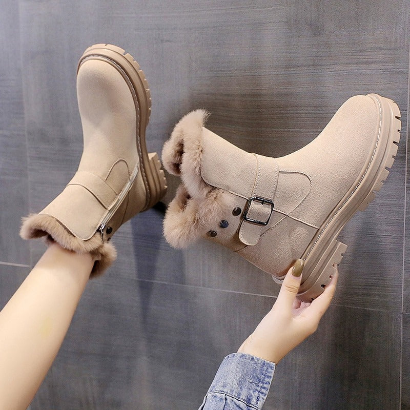 Dam Vinter Fotledskor Eco Leather Med Mysigt Inre Foder-6