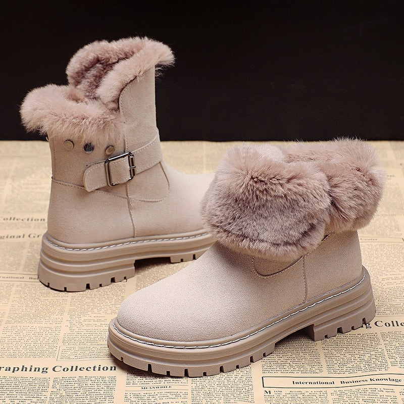 Dam Vinter Fotledskor Eco Leather Med Mysigt Inre Foder-3