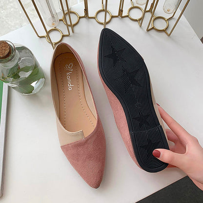 Kvinnor Mule Loafers Färgblock Pekad Tå PU Flock 2