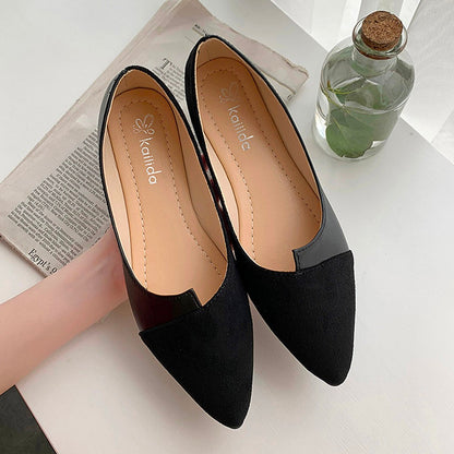 Kvinnor Mule Loafers Färgblock Pekad Tå PU Flock 4