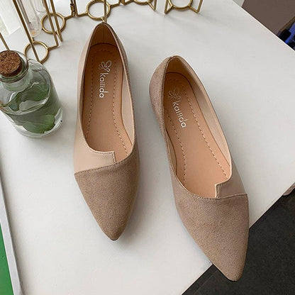 Kvinnor Mule Loafers Färgblock Pekad Tå PU Flock 9