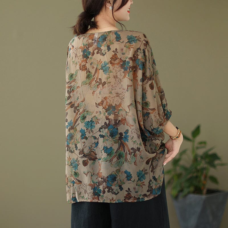 Kvinnors Skjorta Luftig Bomull Elegant-2