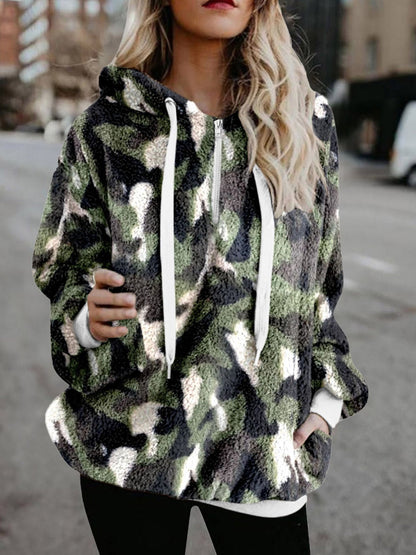Dam Hoodie Avslappnad Bomullsblandning-3