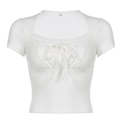 Festtoppar Dam Carree-halsringning med Spetsdetaljer Lätt Material-5