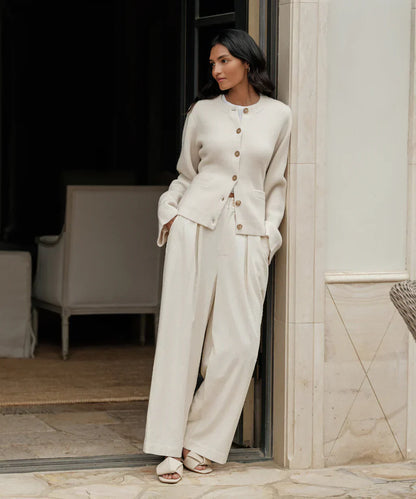 Lång Kofta Dam Stickad Akrylblandning-3